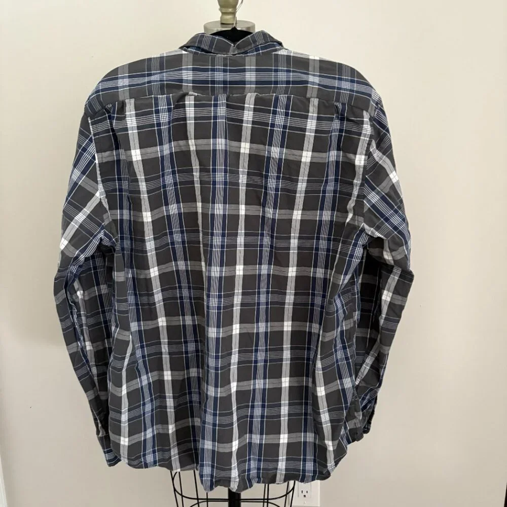 J.CREW Shirt Men's Black Blue Plaid Button Down Long Sleeve Dadcore Preppy XL